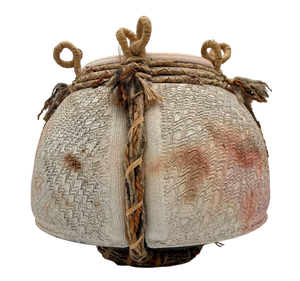 Primitive Mixed Media Earthenware Looped Jute & Woven Sweet Grass Clay Pot by Miss Daisy's Consignment & Auction House