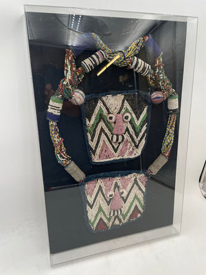 Nigerian Yoruba People Diviners Necklace Mounted in Acrylic Case