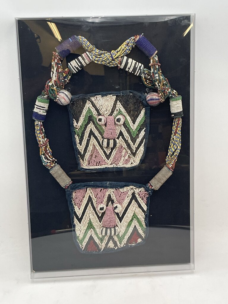 Nigerian Yoruba People Diviners Necklace Mounted in Acrylic Case