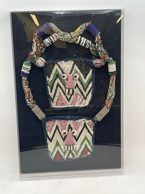 Nigerian Yoruba People Diviners Necklace Mounted in Acrylic Case