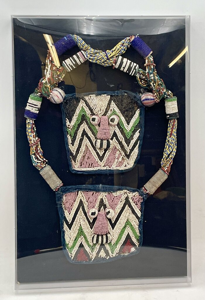 Nigerian Yoruba People Diviners Necklace Mounted in Acrylic Case