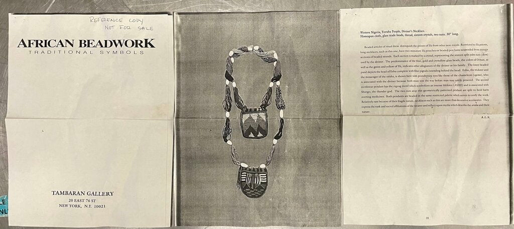Nigerian Yoruba People Diviners Necklace Mounted in Acrylic Case