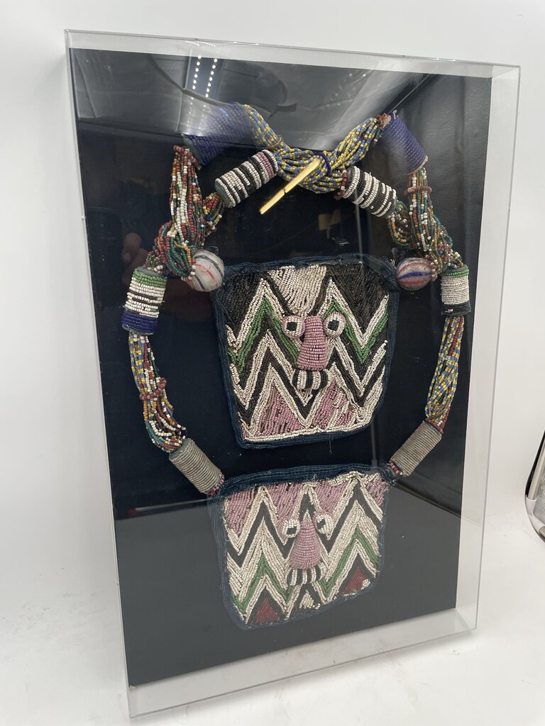 Nigerian Yoruba People Diviners Necklace Mounted in Acrylic Case