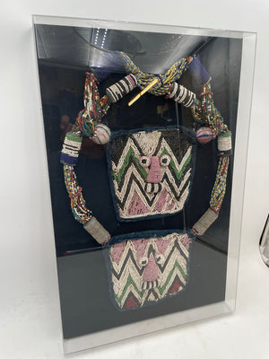 Nigerian Yoruba People Diviners Necklace Mounted in Acrylic Case