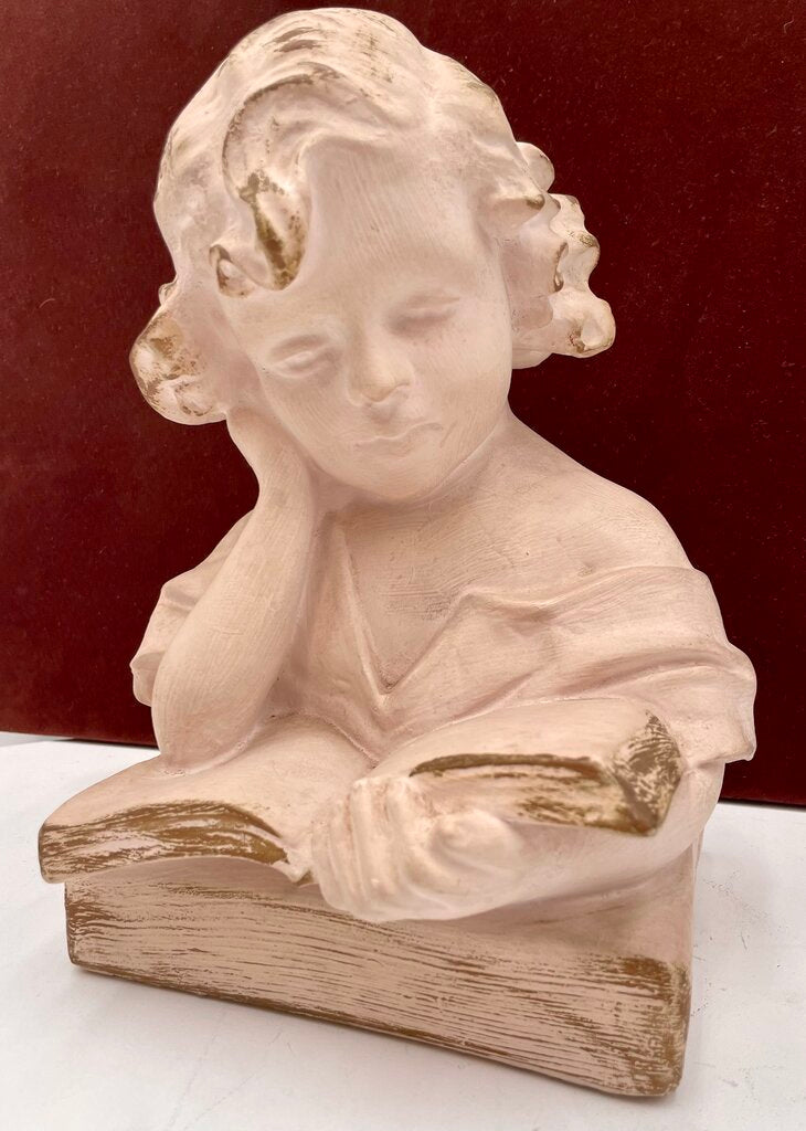 French Style Ceramic Bust "The Reader" Sculptural Replica of Painting by Jean-Honore' Fragonard, (1732-1806)