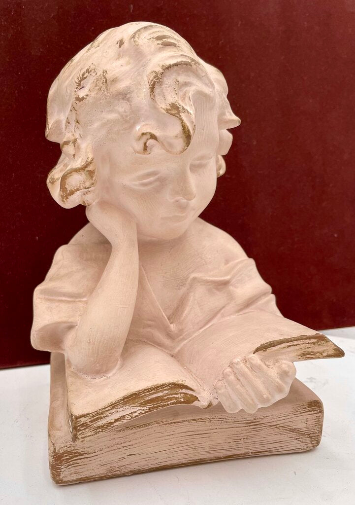 French Style Ceramic Bust "The Reader" Sculptural Replica of Painting by Jean-Honore' Fragonard, (1732-1806)