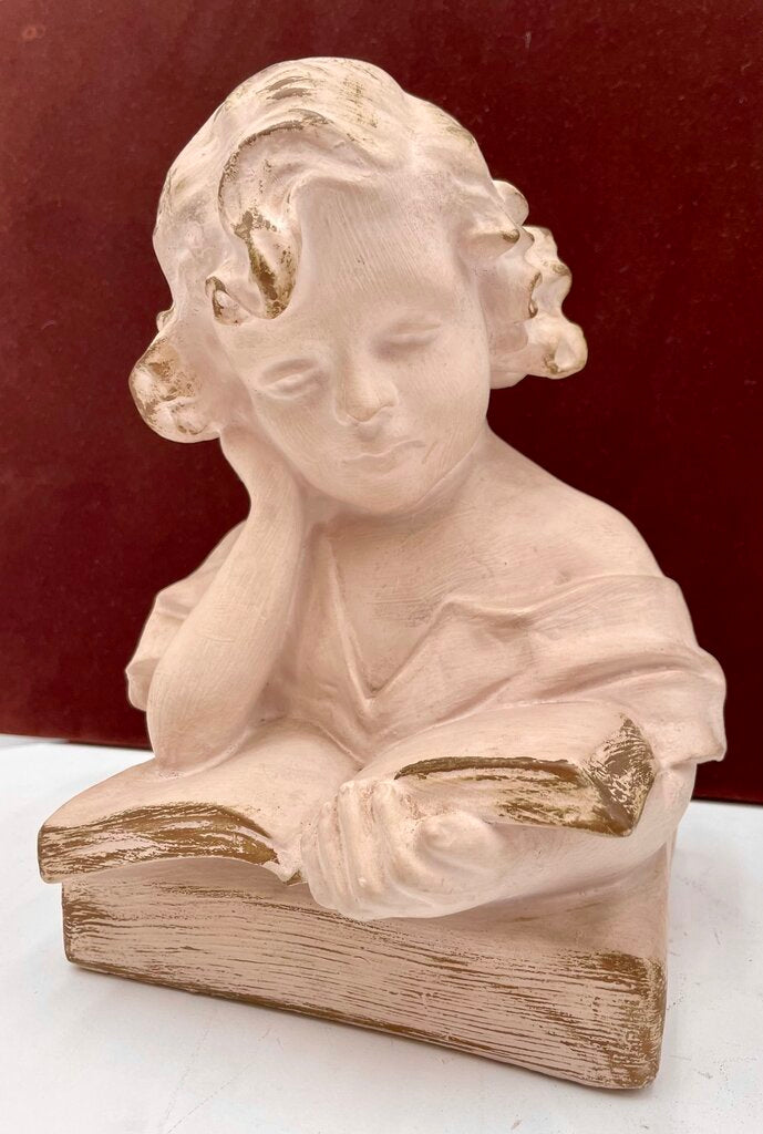 French Style Ceramic Bust "The Reader" Sculptural Replica of Painting by Jean-Honore' Fragonard, (1732-1806)