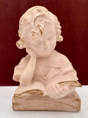 French Style Ceramic Bust "The Reader" Sculptural Replica of Painting by Jean-Honore' Fragonard, (1732-1806)