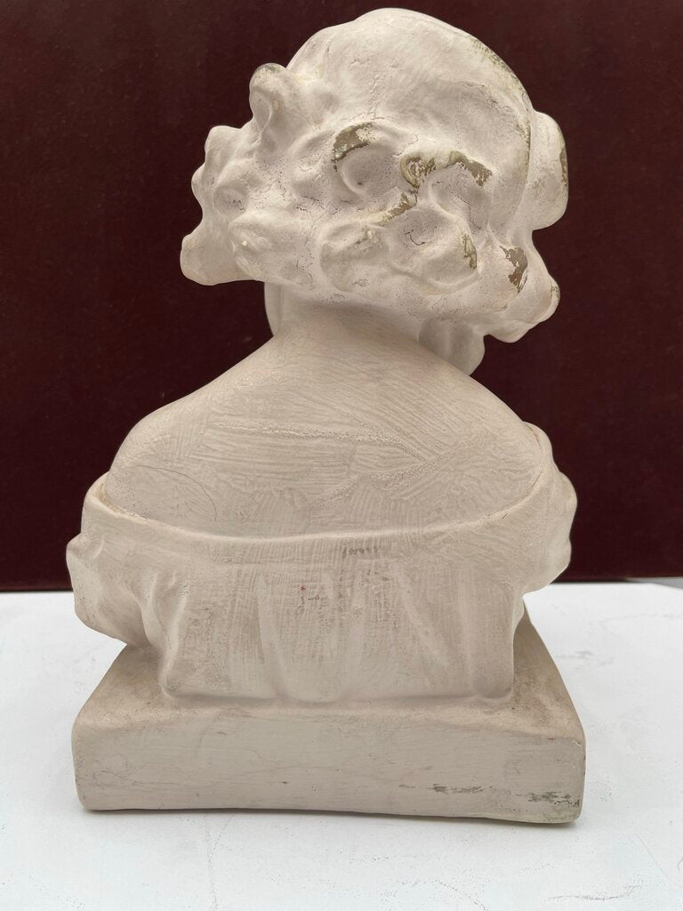 French Style Ceramic Bust "The Reader" Sculptural Replica of Painting by Jean-Honore' Fragonard, (1732-1806)