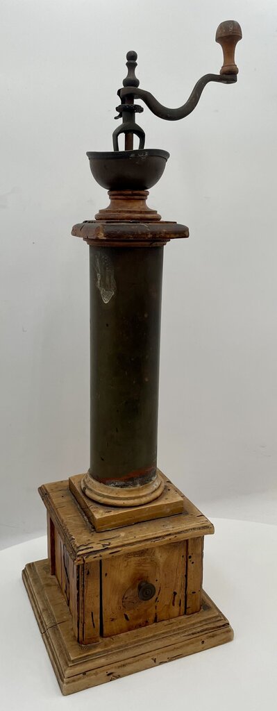 Vintage Brass & Wooden Case Base General Purpose Grinder Mill