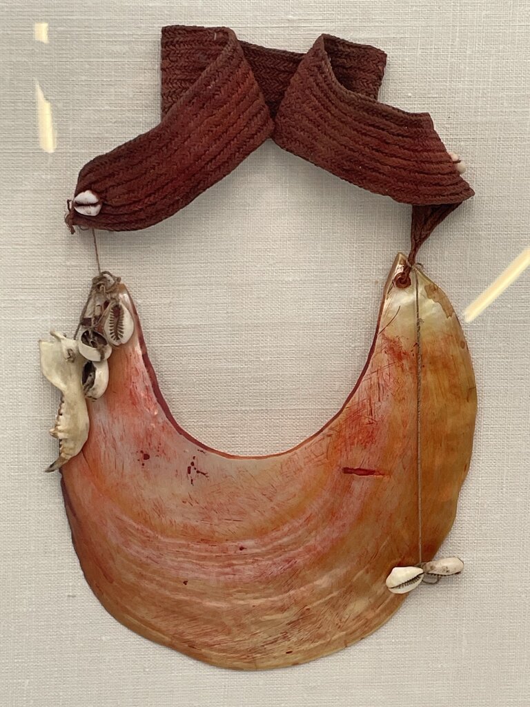 Vintage Papua New Guines Kina Shell Tribal Pendant Mounted in Acrylic Case