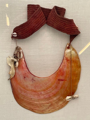 Vintage Papua New Guines Kina Shell Tribal Pendant Mounted in Acrylic Case