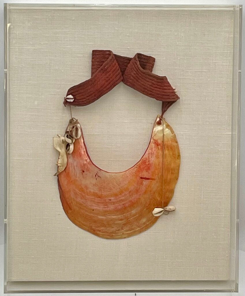 Vintage Papua New Guines Kina Shell Tribal Pendant Mounted in Acrylic Case