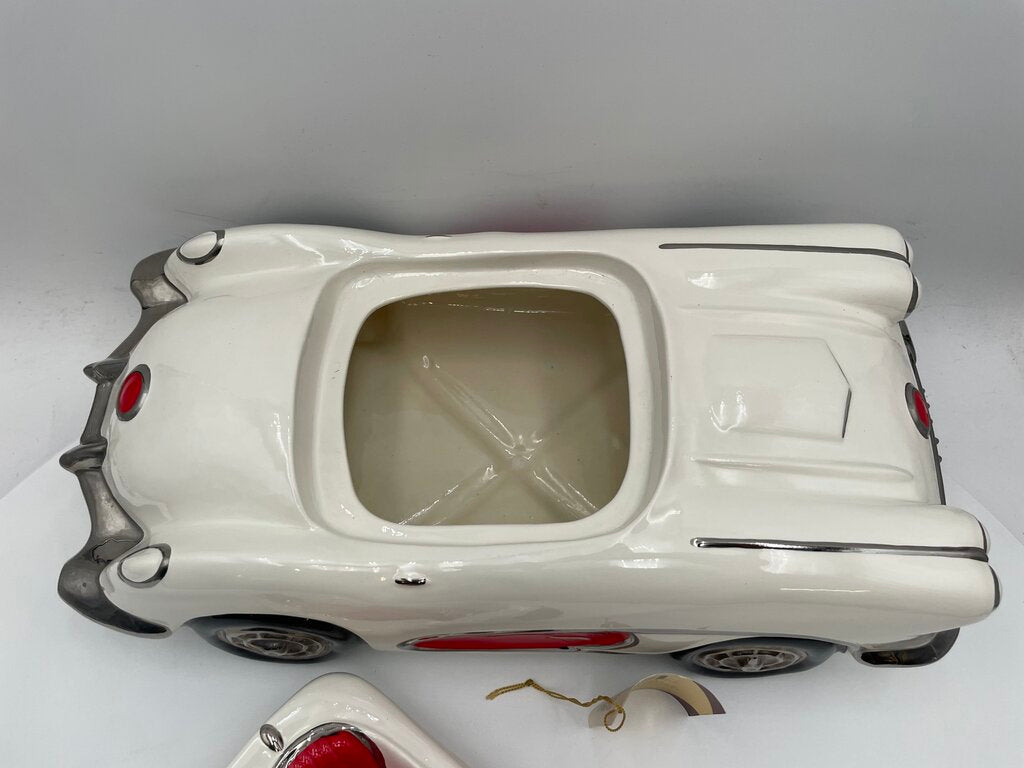 Glenn Appleman Ceramic 1959-60 Chevrolet Corvette White Lidded Container Signed and Dated 1985