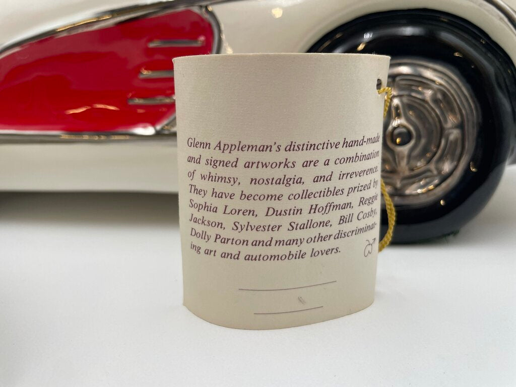 Glenn Appleman Ceramic 1959-60 Chevrolet Corvette White Lidded Container Signed and Dated 1985