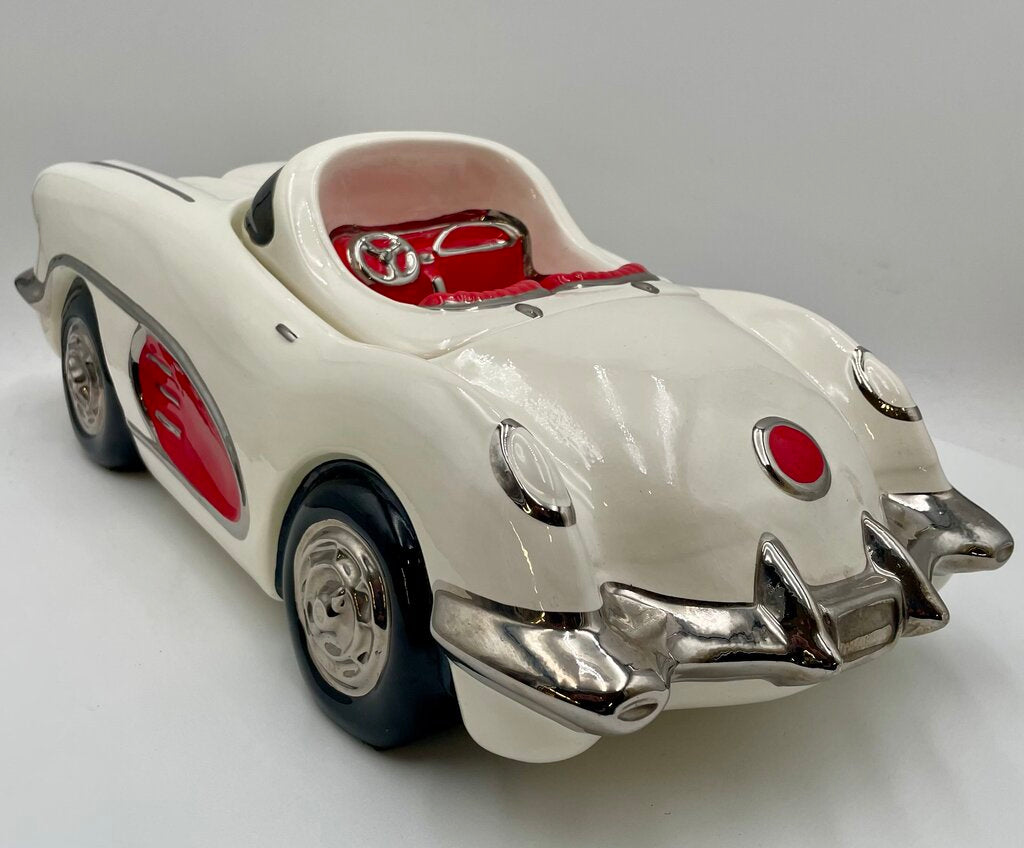 Glenn Appleman Ceramic 1959-60 Chevrolet Corvette White Lidded Container Signed and Dated 1985