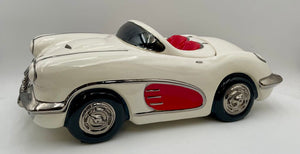 Glenn Appleman Ceramic 1959-60 Chevrolet Corvette White Lidded Container Signed and Dated 1985