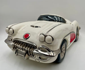 Glenn Appleman Ceramic 1959-60 Chevrolet Corvette White Lidded Container Signed and Dated 1985