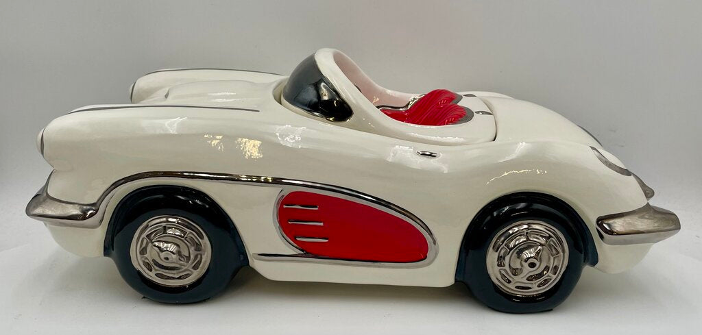 Glenn Appleman Ceramic 1959-60 Chevrolet Corvette White Lidded Container Signed and Dated 1985