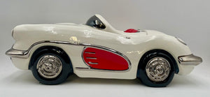 Glenn Appleman Ceramic 1959-60 Chevrolet Corvette White Lidded Container Signed and Dated 1985