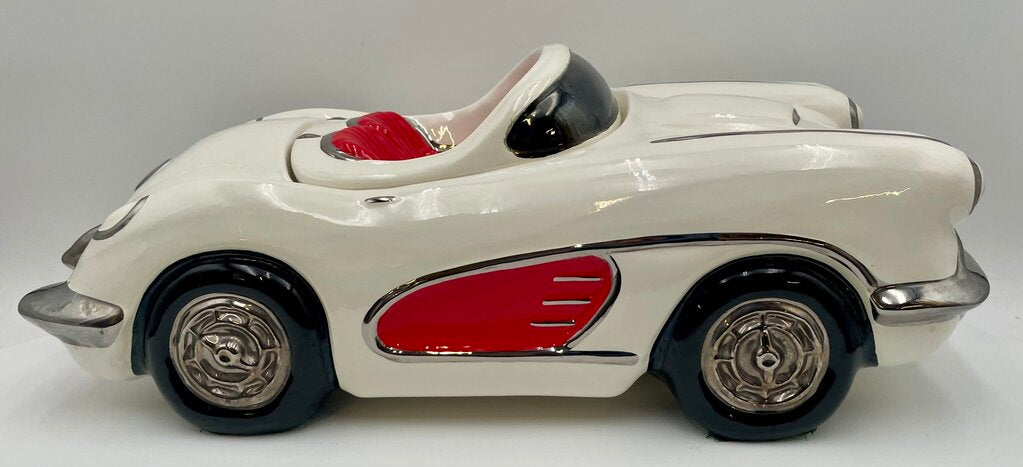 Glenn Appleman Ceramic 1959-60 Chevrolet Corvette White Lidded Container Signed and Dated 1985