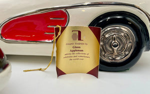 Glenn Appleman Ceramic 1959-60 Chevrolet Corvette White Lidded Container Signed and Dated 1985