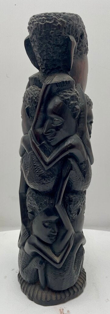 Vintage African Tanzania Makonde People Carved Ebony "Tree of Life" Statue