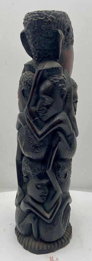 Vintage African Tanzania Makonde People Carved Ebony "Tree of Life" Statue