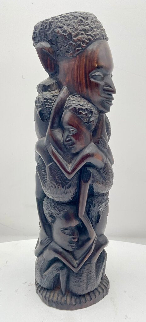 Vintage African Tanzania Makonde People Carved Ebony "Tree of Life" Statue