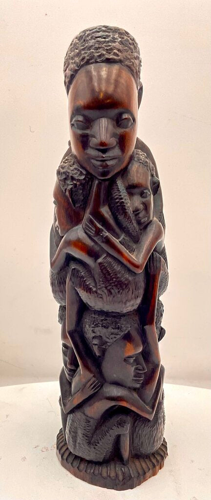 Vintage African Tanzania Makonde People Carved Ebony "Tree of Life" Statue
