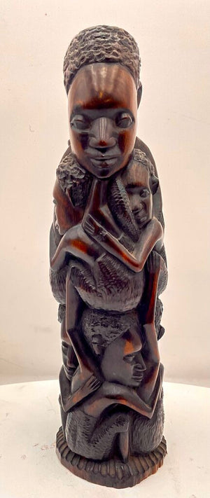 Vintage African Tanzania Makonde People Carved Ebony "Tree of Life" Statue