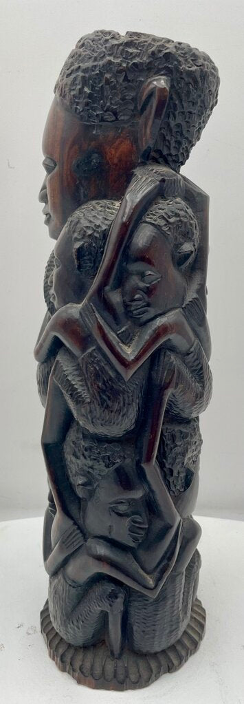 Vintage African Tanzania Makonde People Carved Ebony "Tree of Life" Statue