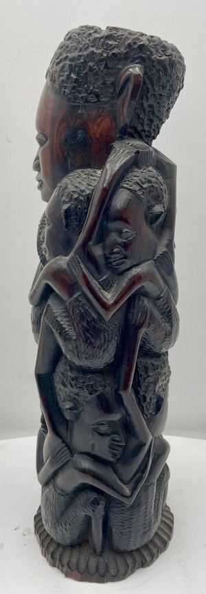 Vintage African Tanzania Makonde People Carved Ebony "Tree of Life" Statue