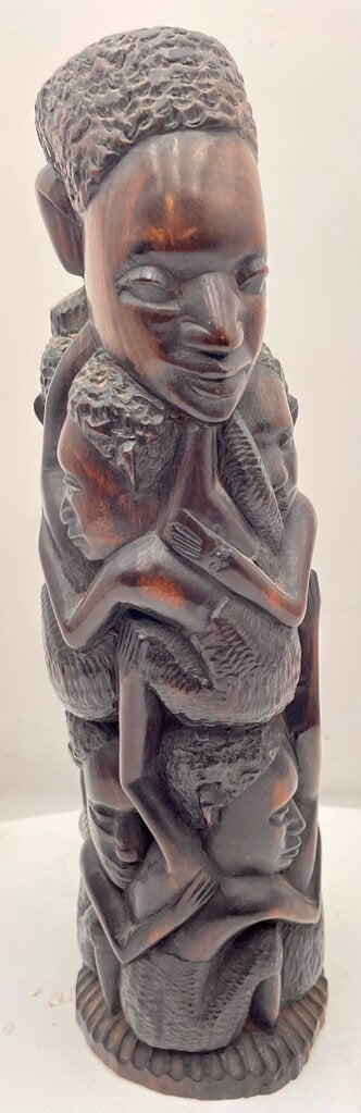 Vintage African Tanzania Makonde People Carved Ebony "Tree of Life" Statue