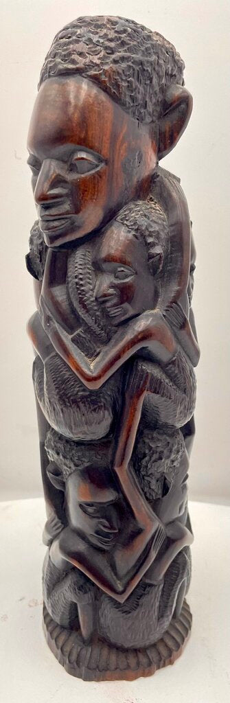 Vintage African Tanzania Makonde People Carved Ebony "Tree of Life" Statue