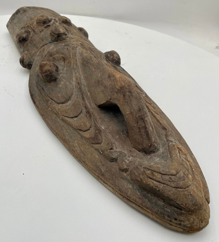 Vintage Papua New Guinea Carved Ancestral Zoomorphic Wooden Mask