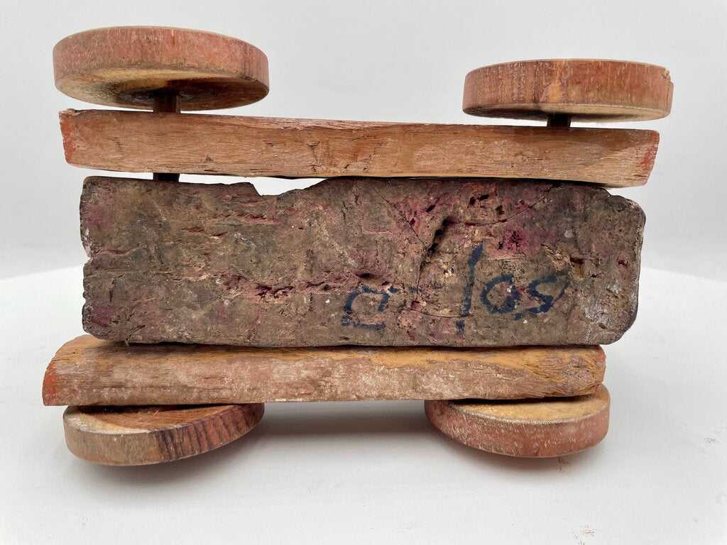 Primitive Carved Wooden Elephant Rolling Toy