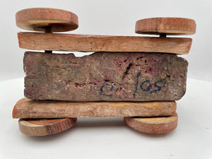 Primitive Carved Wooden Elephant Rolling Toy