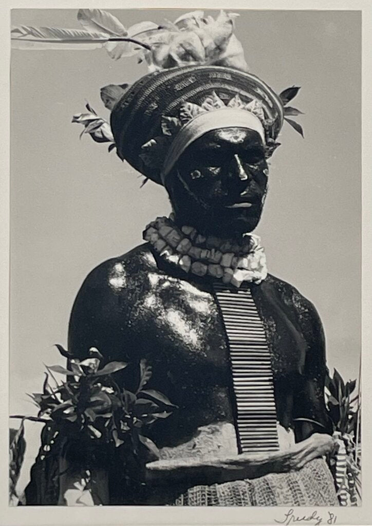 B&W Portrait Aboriginal in Ceremonial Dress by Trudy 1981