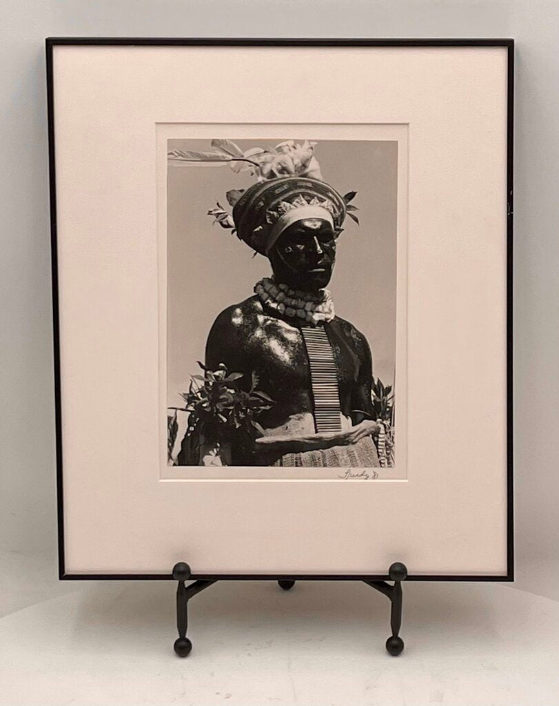 B&W Portrait Aboriginal in Ceremonial Dress by Trudy 1981