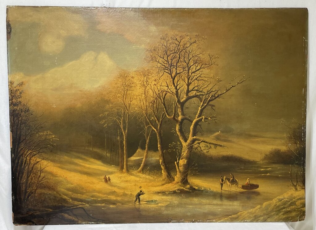 G. Wood Original Oil on Board Untitled Forest Scape 1855