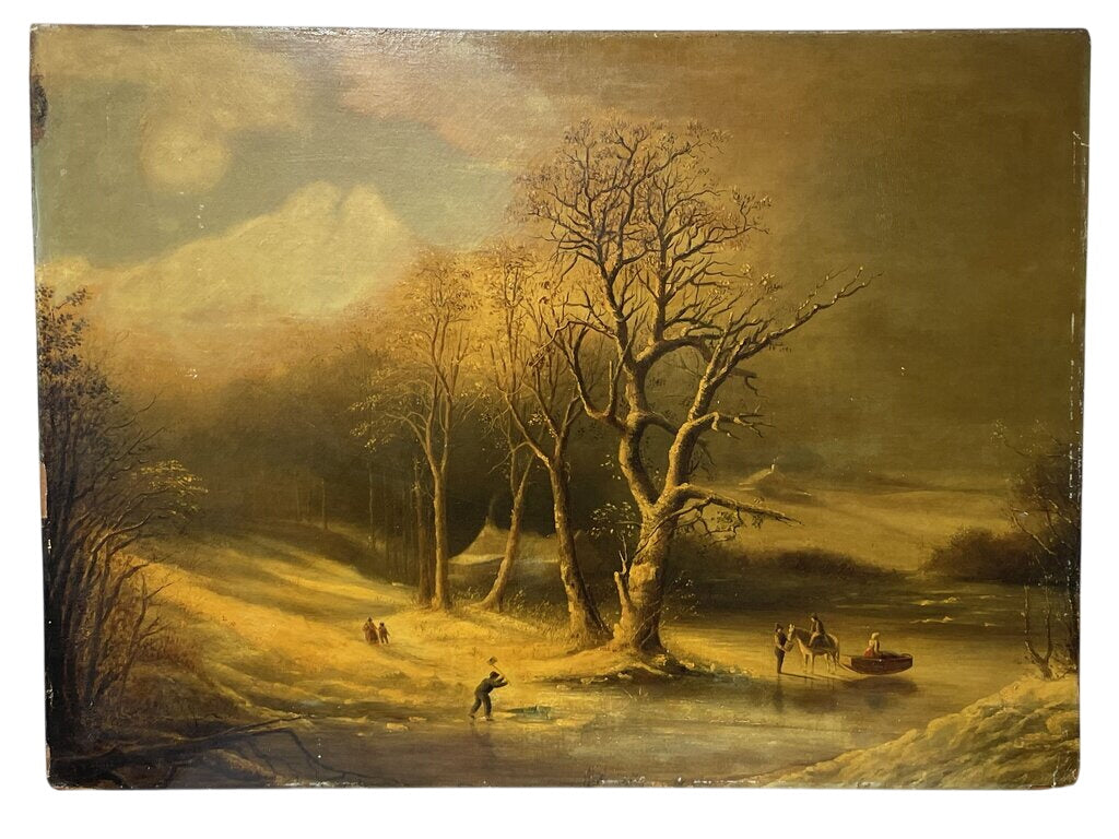 G. Wood Original Oil on Board Untitled Forest Scape 1855 by Miss Daisy's Consignment & Auction House