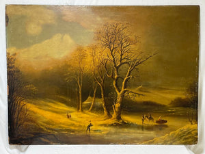 G. Wood Original Oil on Board Untitled Forest Scape 1855