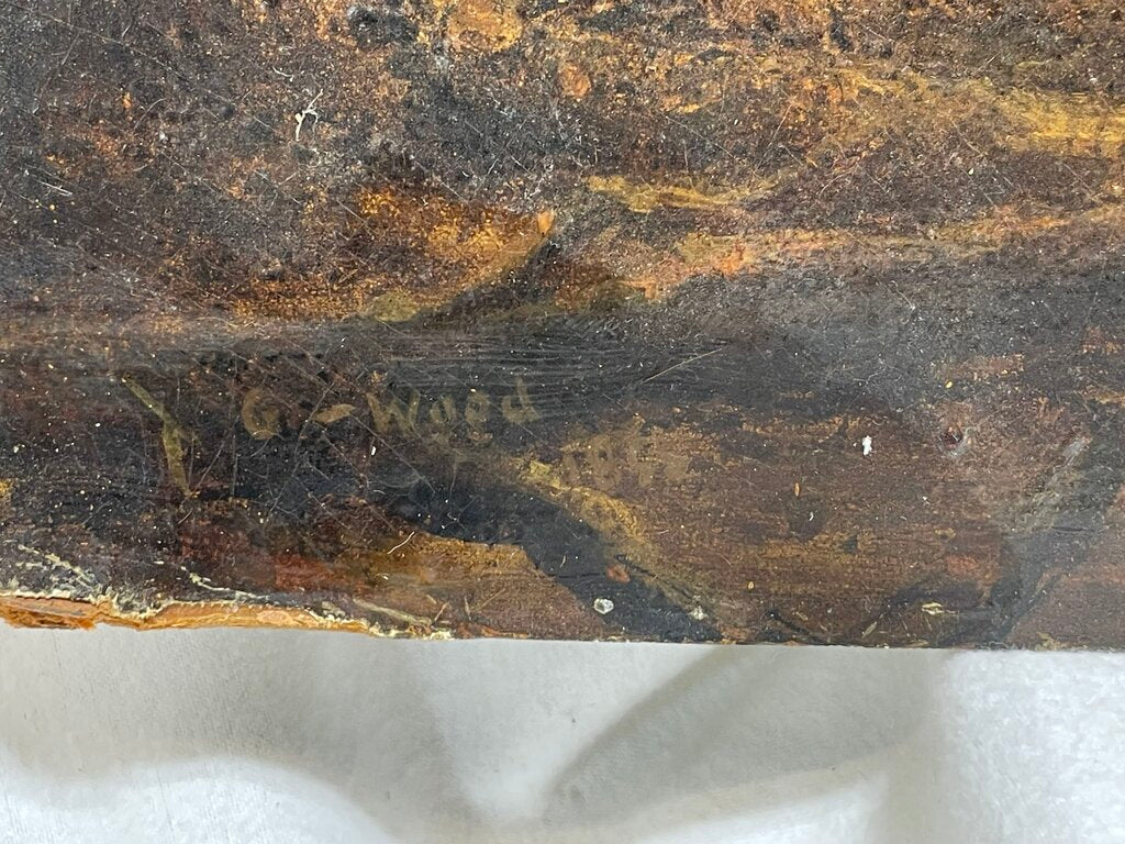 G. Wood Original Oil on Board Untitled Forest Scape 1855