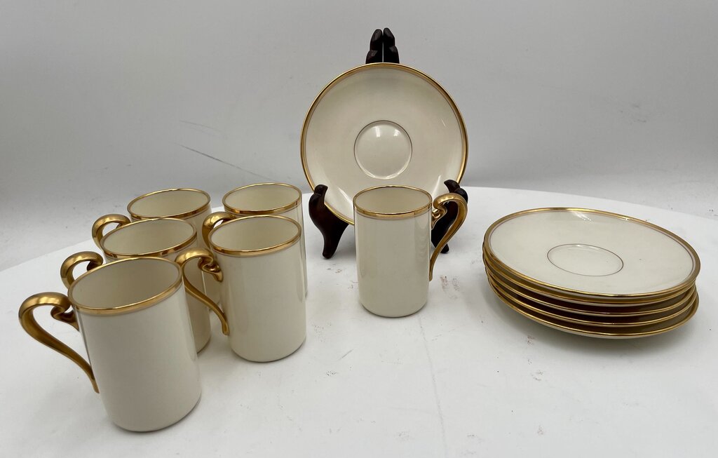 Vintage Lenox Eternal Ivory Gold Trim Espresso Cup Set (12 Pcs)