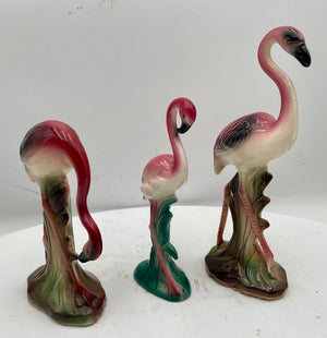 Vintage 40's Ceramic Pink Flamingos (3 Pcs)