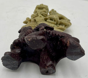 Vintage Chinese Ornately Carved White and Black Soap Stone Foo Dog Statue