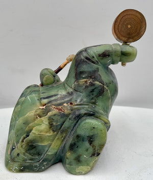 Vintage Ronald Komok Inuit Soap Stone & Bone Drummer Signed