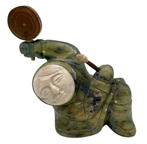 Vintage Ronald Komok Inuit Soap Stone & Bone Drummer Signed by Miss Daisy's Consignment & Auction House