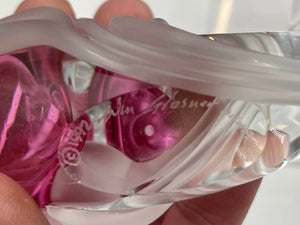 William Glasner Red Etched Leaf Blown Glass Perfume Bottle & Stopper